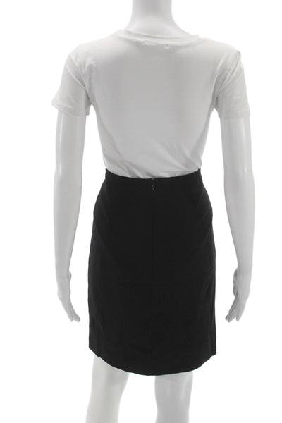 Akris Women Black Wool Pencil Skirt Short Zip Size 8
