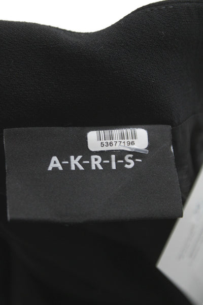 Akris Women Black Wool Pencil Skirt Short Zip Size 8