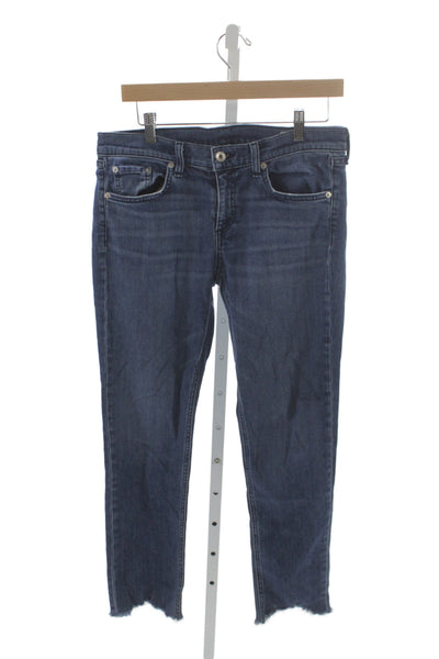 Rag & Bone Womens Skinny Jeans Blue Mid Rise 27 Inseam Cotton Blend Size 28