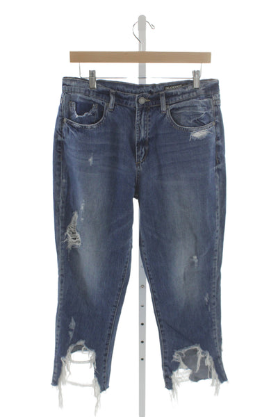 BLANKNYC Women Cropped Jeans Blue Mid Rise 23in Inseam Size 30
