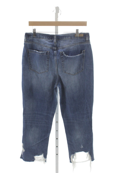 BLANKNYC Women Cropped Jeans Blue Mid Rise 23in Inseam Size 30