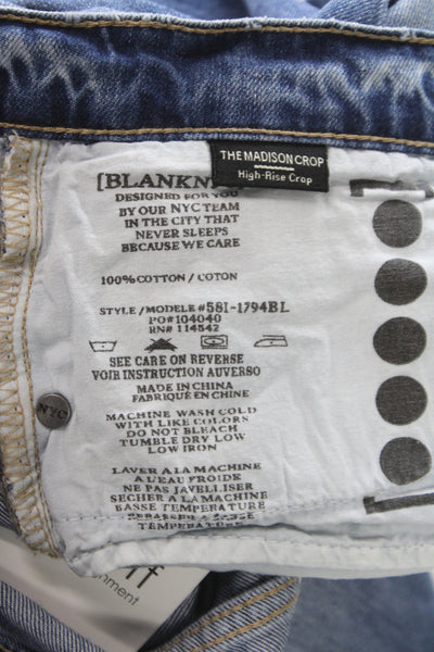 BLANKNYC Women Cropped Jeans Blue Mid Rise 23in Inseam Size 30