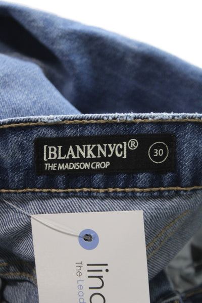 BLANKNYC Women Cropped Jeans Blue Mid Rise 23in Inseam Size 30