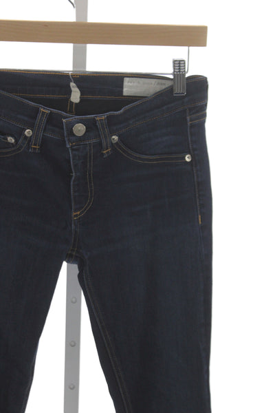 Rag & Bone Womens Skinny Blue Cotton Blend Mid Rise Jeans Size 28