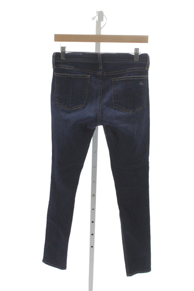 Rag & Bone Womens Skinny Blue Cotton Blend Mid Rise Jeans Size 28