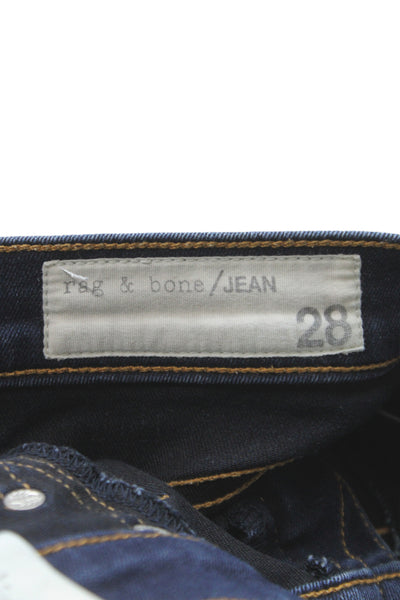 Rag & Bone Womens Skinny Blue Cotton Blend Mid Rise Jeans Size 28
