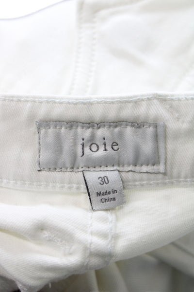 Joie Women Military Cargo Pants White Cotton Mid Rise Button Size 30