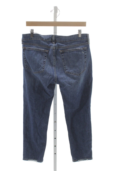 Rag & Bone Women Boyfriend Jeans Blue Cotton Blend Mid Rise Size 28