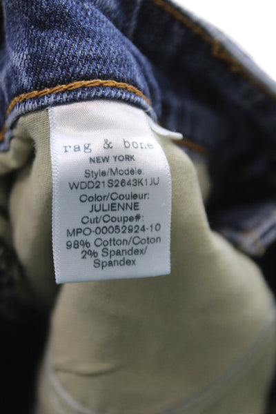 Rag & Bone Women Boyfriend Jeans Blue Cotton Blend Mid Rise Size 28