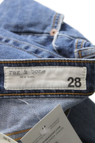 Rag & Bone Women Boyfriend Jeans Blue Cotton Blend Mid Rise Size 28