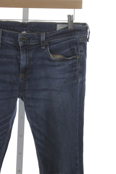 Rag & Bone Womens Skinny Distressed Blue Jeans Mid Rise 27in Size 28