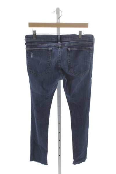 Rag & Bone Womens Skinny Distressed Blue Jeans Mid Rise 27in Size 28