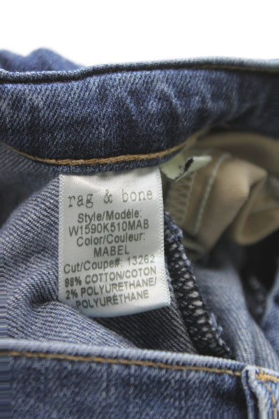 Rag & Bone Womens Skinny Distressed Blue Jeans Mid Rise 27in Size 28