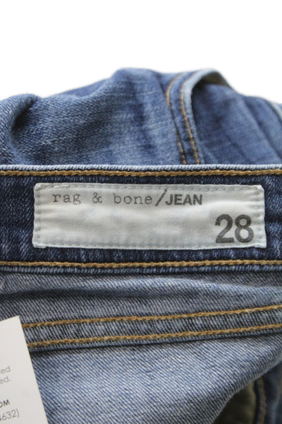 Rag & Bone Womens Skinny Distressed Blue Jeans Mid Rise 27in Size 28