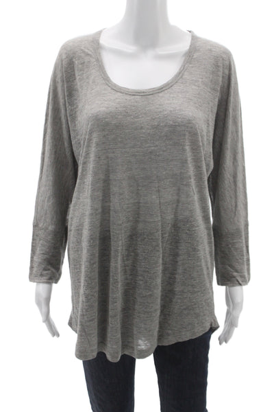Joie Women Gray 100% Linen Scoop Neck Long Sleeve Tunic Size M