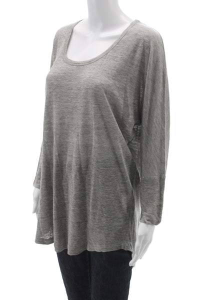 Joie Women Gray 100% Linen Scoop Neck Long Sleeve Tunic Size M