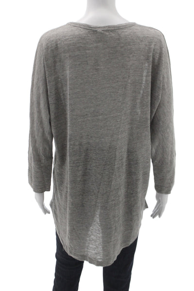 Joie Women Gray 100% Linen Scoop Neck Long Sleeve Tunic Size M