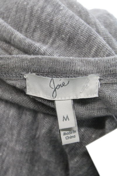 Joie Women Gray 100% Linen Scoop Neck Long Sleeve Tunic Size M