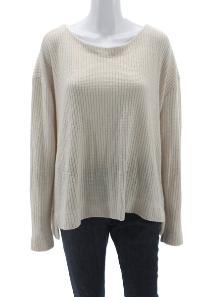 Splendid Womens Pullover Sweater Boat Neck Long Sleeve Ivory Size XL