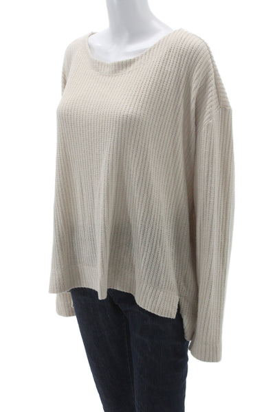 Splendid Womens Pullover Sweater Boat Neck Long Sleeve Ivory Size XL