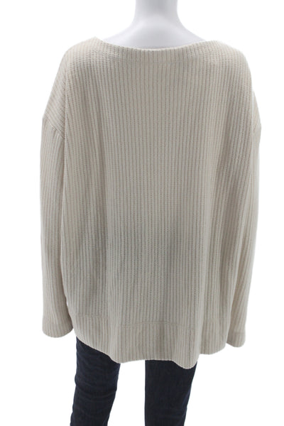 Splendid Womens Pullover Sweater Boat Neck Long Sleeve Ivory Size XL