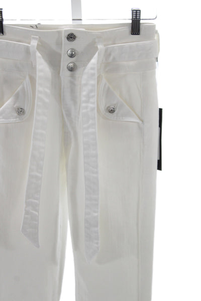 Veronica Beard Women Flared White High Rise Jeans Button Fly Size 25