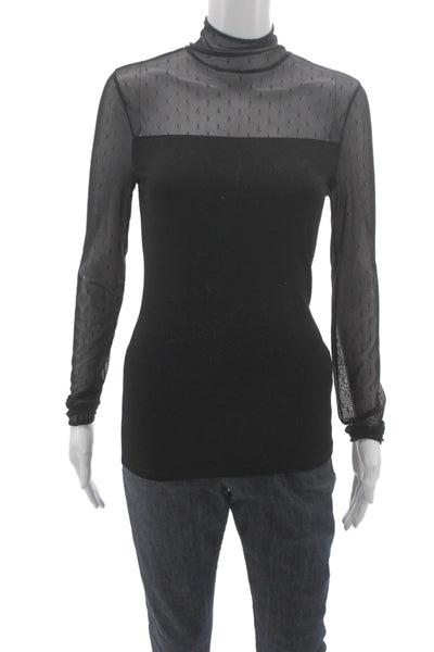 Lauren Ralph Lauren Women Black Rayon Mock Neck Long Sleeve Blouse Size XS