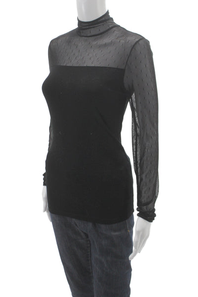 Lauren Ralph Lauren Women Black Rayon Mock Neck Long Sleeve Blouse Size XS