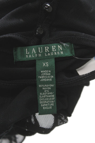 Lauren Ralph Lauren Women Black Rayon Mock Neck Long Sleeve Blouse Size XS