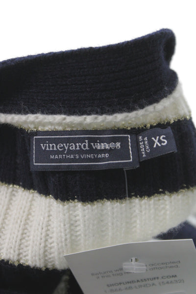 Vineyard Vines Womens Blue Striped Merino Wool Cardigan Nautical Size XS