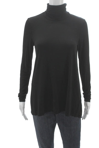 Three Dots Womens Viscose Turtleneck Long Sleeve Basic T-Shirt Black Size S