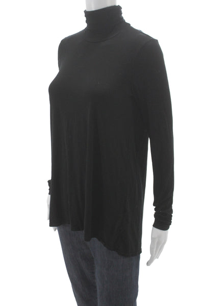 Three Dots Womens Viscose Turtleneck Long Sleeve Basic T-Shirt Black Size S