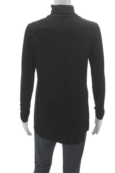 Three Dots Womens Viscose Turtleneck Long Sleeve Basic T-Shirt Black Size S