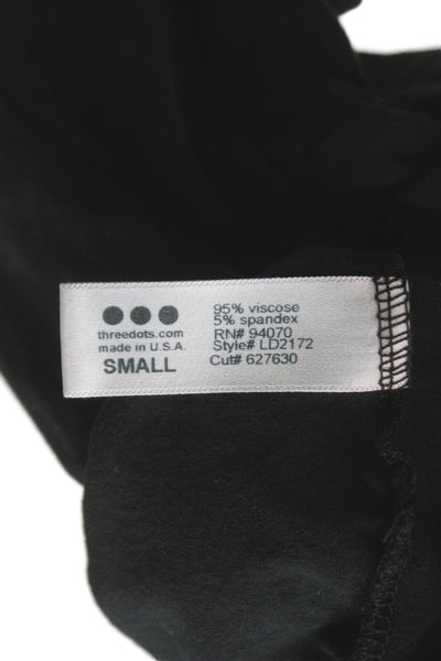Three Dots Womens Viscose Turtleneck Long Sleeve Basic T-Shirt Black Size S