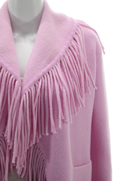 NVLT Women Collared Solid Pink Nylon Cardigan Western Long Sleeve Size 2XS