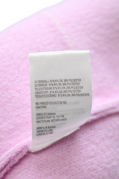 NVLT Women Collared Solid Pink Nylon Cardigan Western Long Sleeve Size 2XS