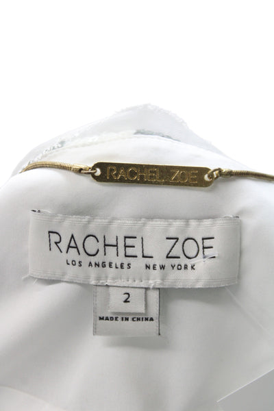 Rachel Zoe Women Green Floral Polyester Basic Jacket Long Sleeve Zip Size 2