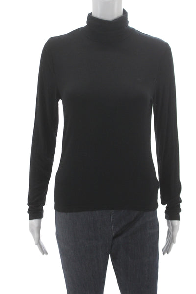 Lauren Ralph Lauren Women Black Rayon Turtleneck Long Sleeve Tee Size S