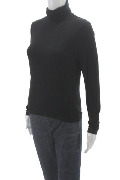Lauren Ralph Lauren Women Black Rayon Turtleneck Long Sleeve Tee Size S