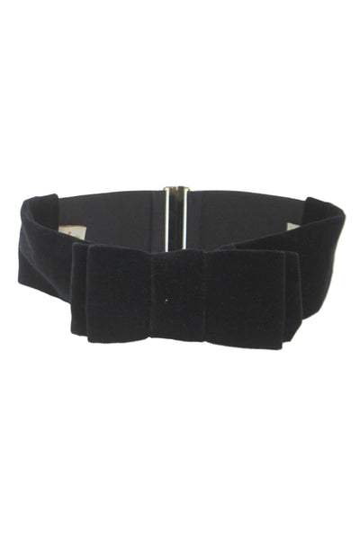 Kate Spade New York Womens Velvet Bow Detail Hook Elastic Belt Black Size OS