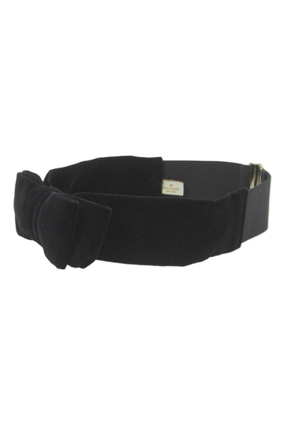 Kate Spade New York Womens Velvet Bow Detail Hook Elastic Belt Black Size OS