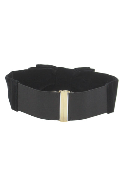 Kate Spade New York Womens Velvet Bow Detail Hook Elastic Belt Black Size OS