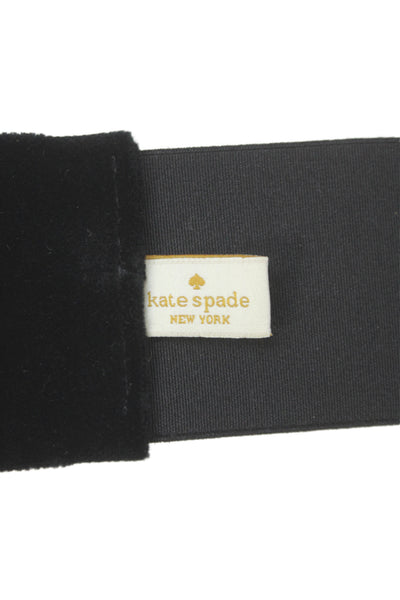 Kate Spade New York Womens Velvet Bow Detail Hook Elastic Belt Black Size OS