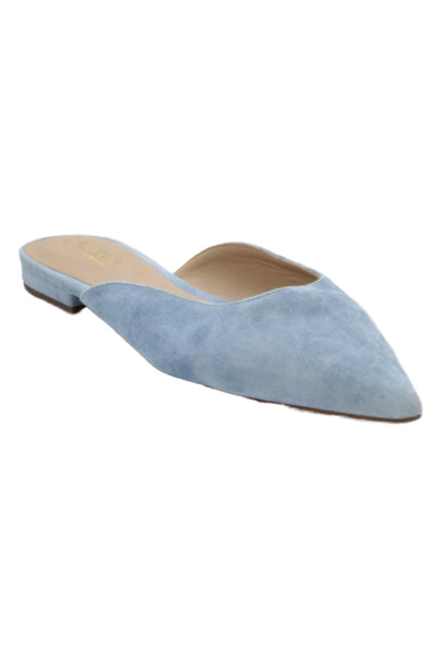 Lauren Ralph Lauren Womens Suede Pointed Toe Flat Mules Shoes Blue Size 6