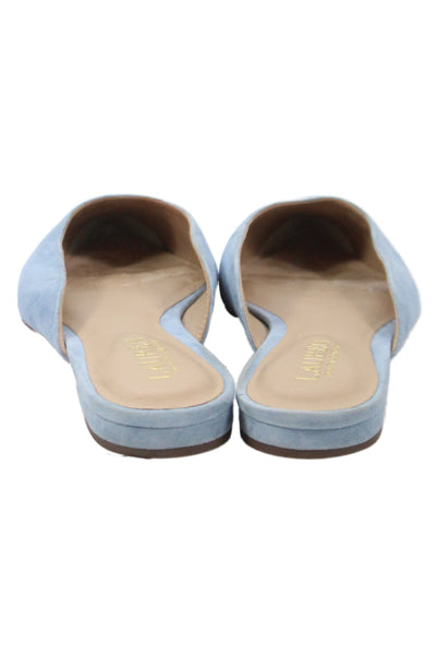 Lauren Ralph Lauren Womens Suede Pointed Toe Flat Mules Shoes Blue Size 6
