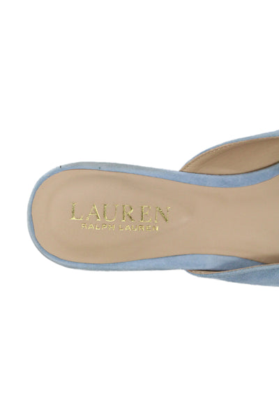 Lauren Ralph Lauren Womens Suede Pointed Toe Flat Mules Shoes Blue Size 6