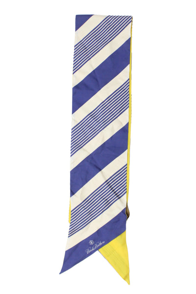 Brooks Brothers Womens Silk Striped Light Weight Neck Scarf White Blue