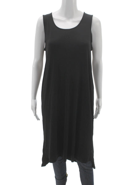 Eileen Fisher Women Tank Dress Black Silk Scoop Neck Sleeveless Pullover Size M