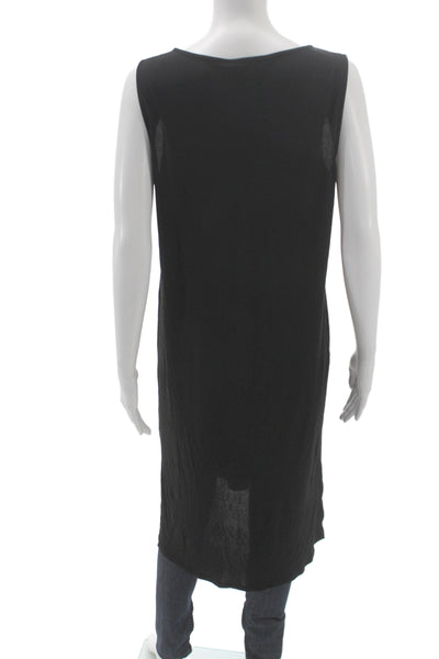 Eileen Fisher Women Tank Dress Black Silk Scoop Neck Sleeveless Pullover Size M