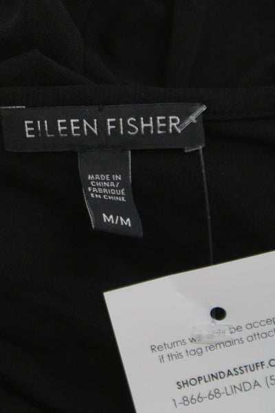 Eileen Fisher Women Tank Dress Black Silk Scoop Neck Sleeveless Pullover Size M